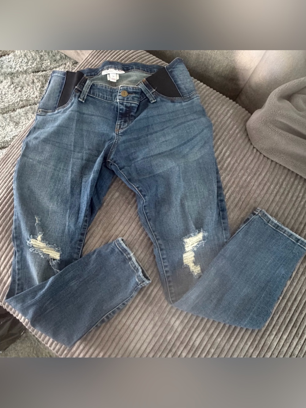 Ingrid & Isabel Dark Blue Distressed Skinny Maternity Jeans